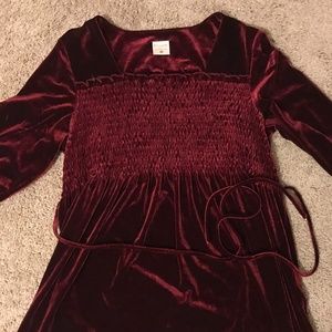 Red crushed velvet motherhood blouse